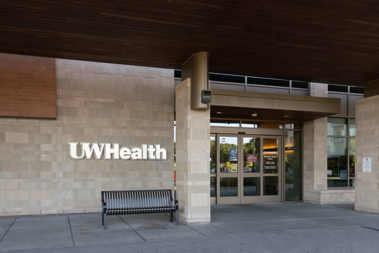 Sliding doors at the main entrance of UW Health Digestive Health Center