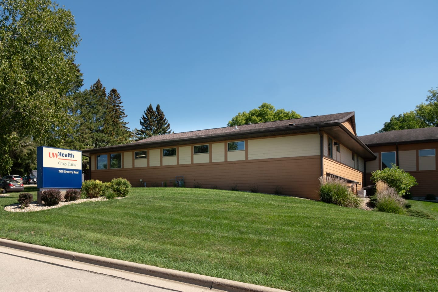 The lawn outside the UW Health Cross Plains Clinic