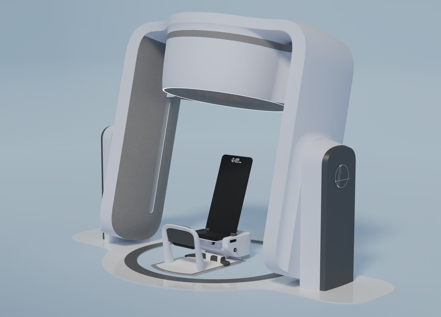 Illustration of proton therapy machine