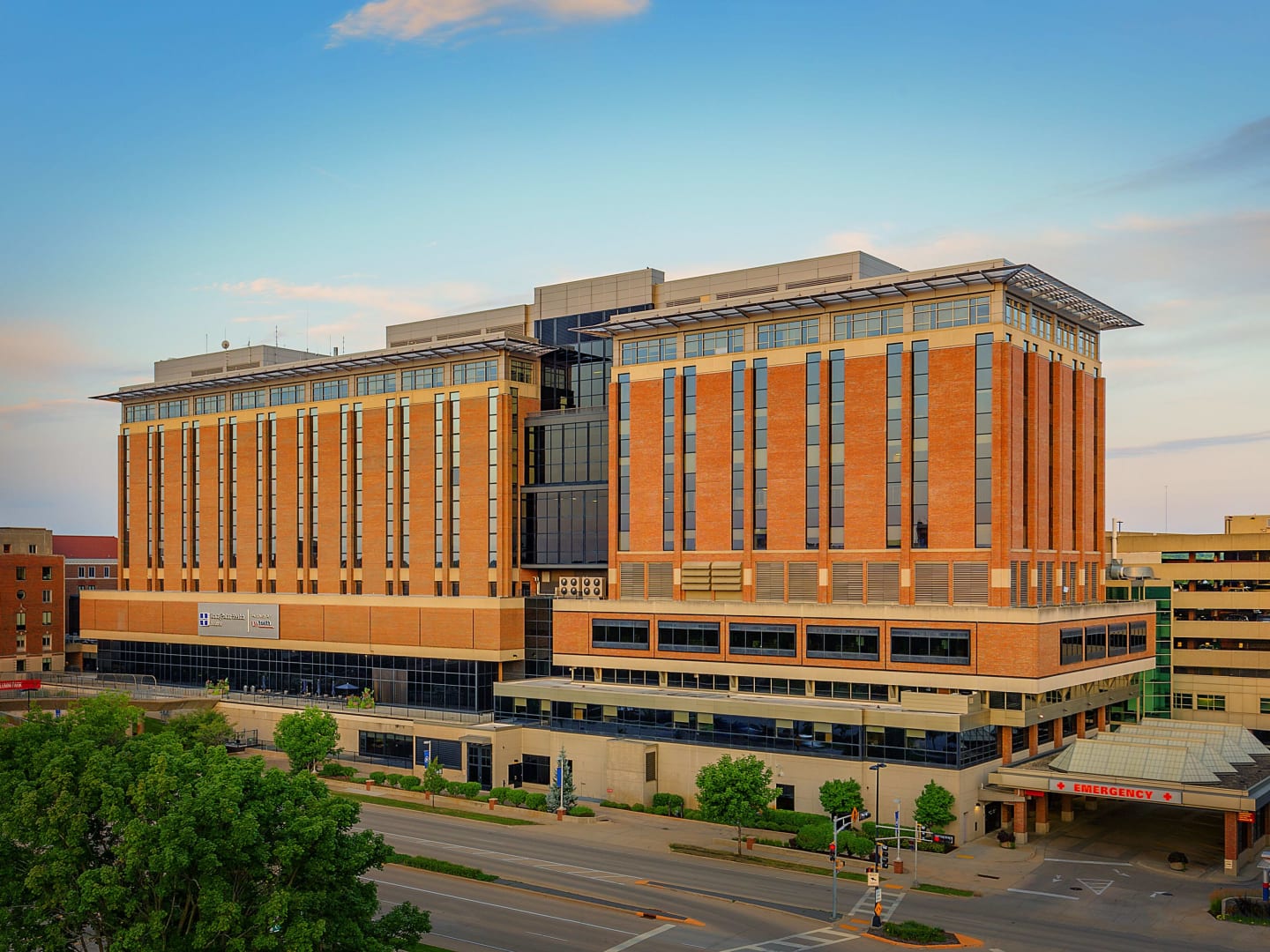 The multi-story brick exterior of Meriter Hospital