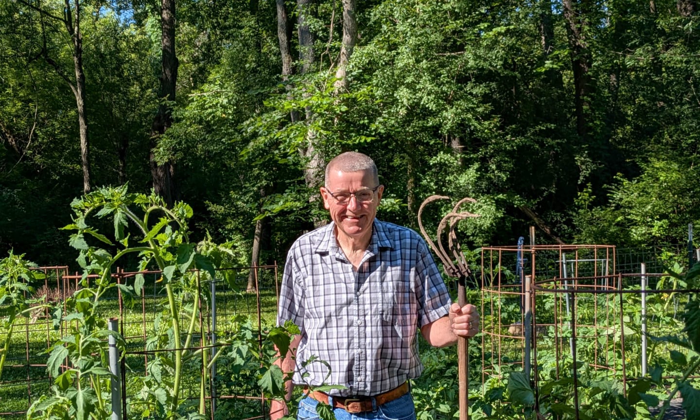 UW Health patient Jeff Peterson pictured in his garden.