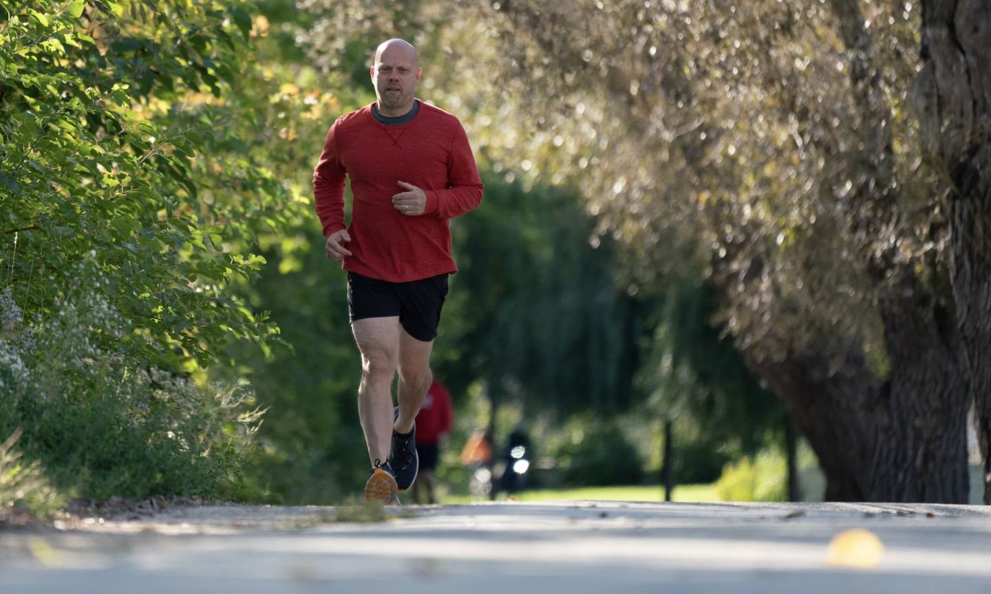 Dave Kunstman running outside.