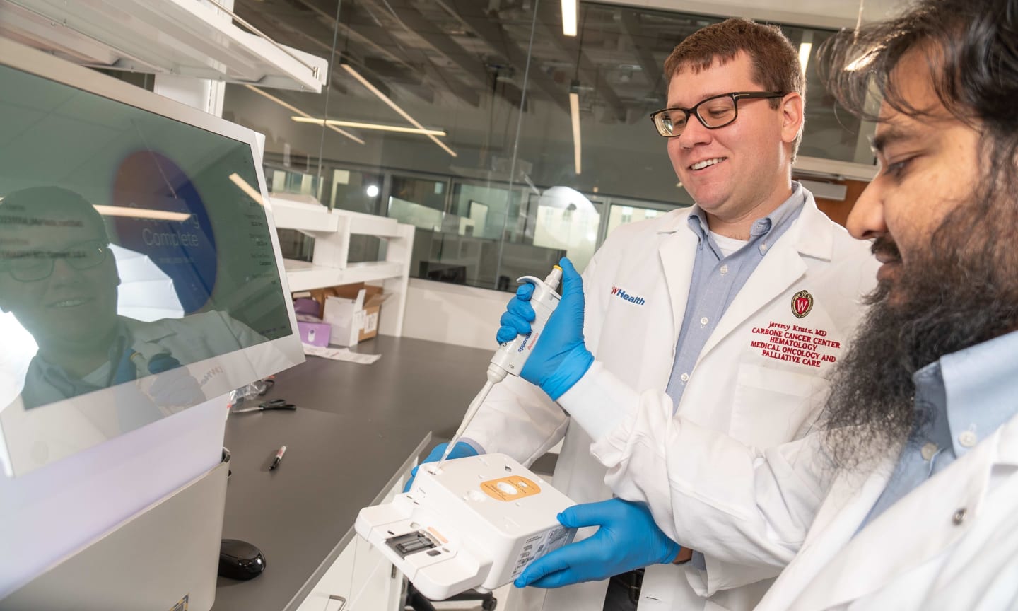 Two researchers working in a laboratory