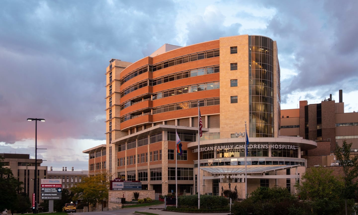 An exterior view of UW Health's American Family Children's Hospital