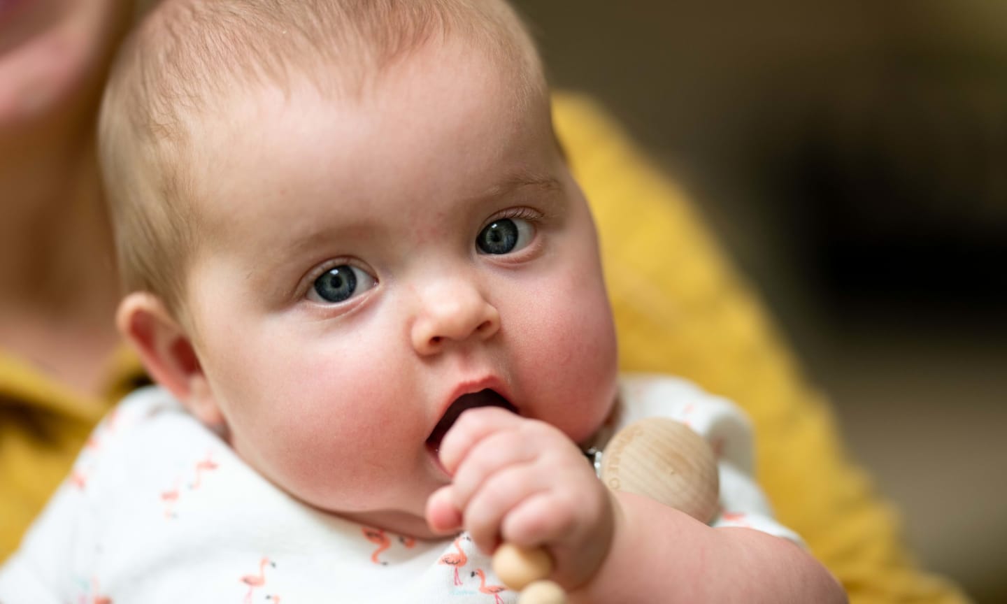A close up of baby Ila Hellgren's face