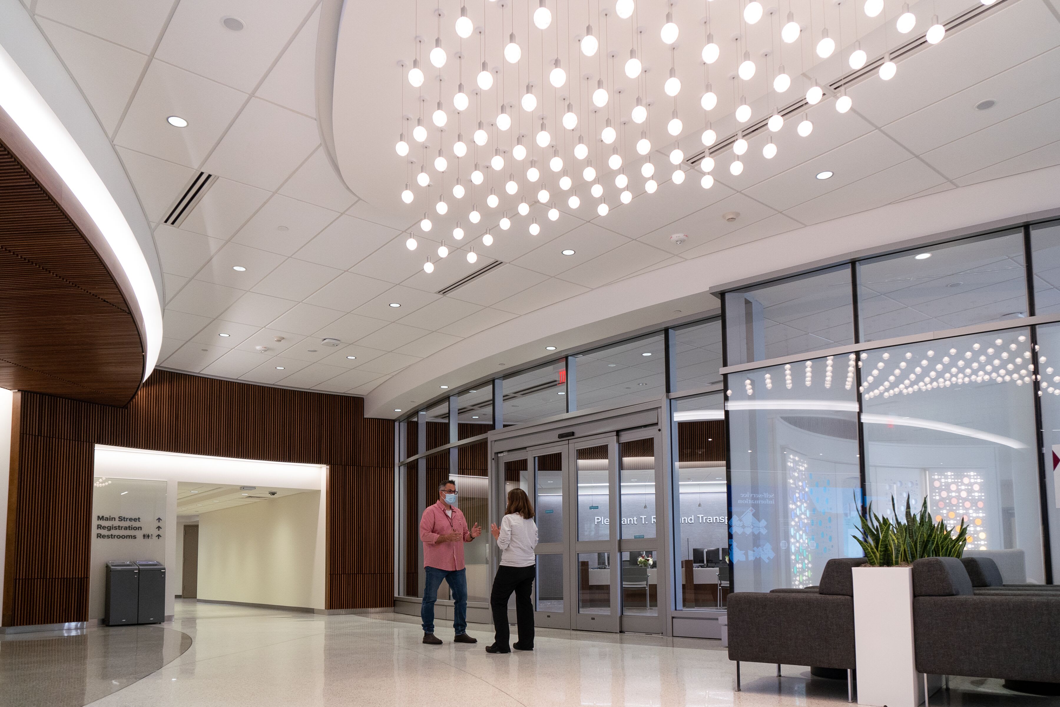 The entrance to the new Pleasant T. Rowland Transplant Clinic