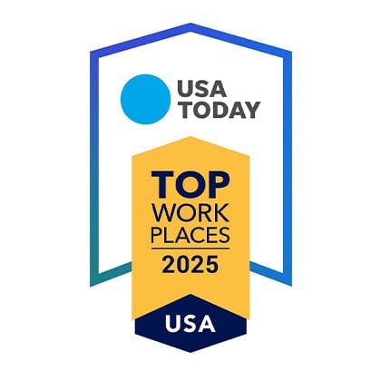 The USA Today logo for Top Work Places Award – Earned in 2024