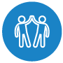 An icon depicting two people high-five-ing