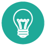 An icon depicting a lightbulb