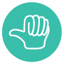 An icon depicting a hand with an extended thumb