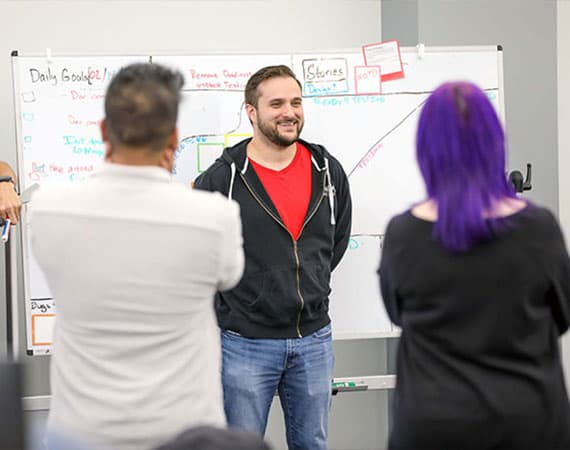 A Salesforce instructor running a class