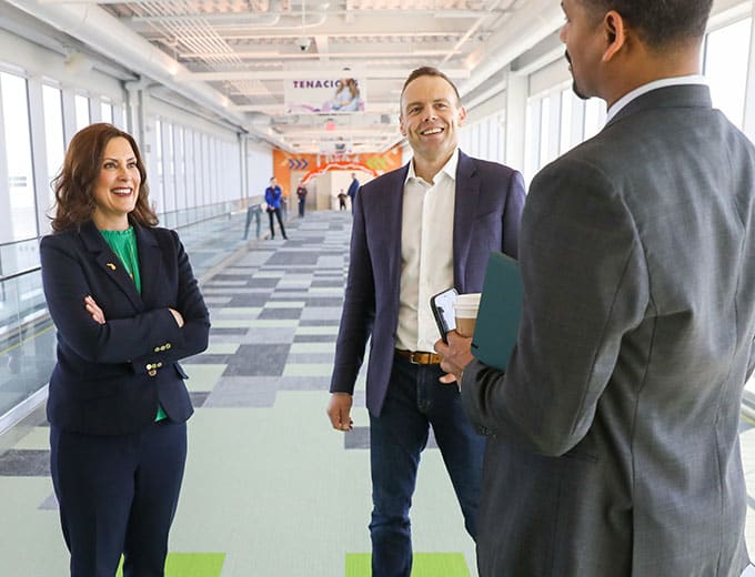 Government Affairs leadership talking with Governor Gretchen Whitmer
