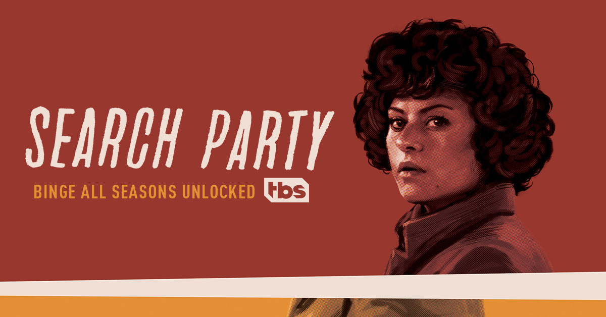 Banner promoting Search Party on TBS for Roku platform.