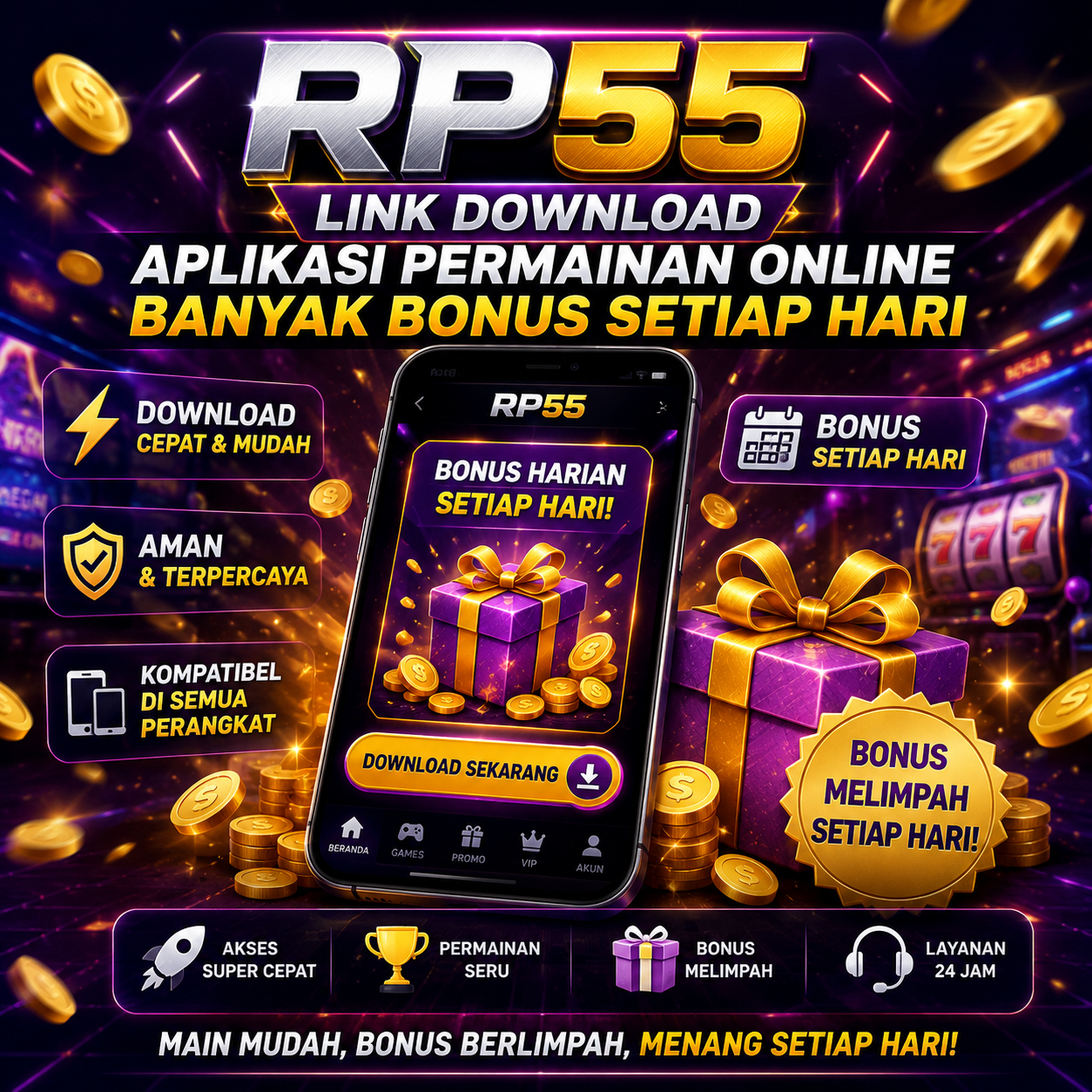 RP55 : Link Download Aplikasi Permainan Online Banyak Bonus Setiap Hari