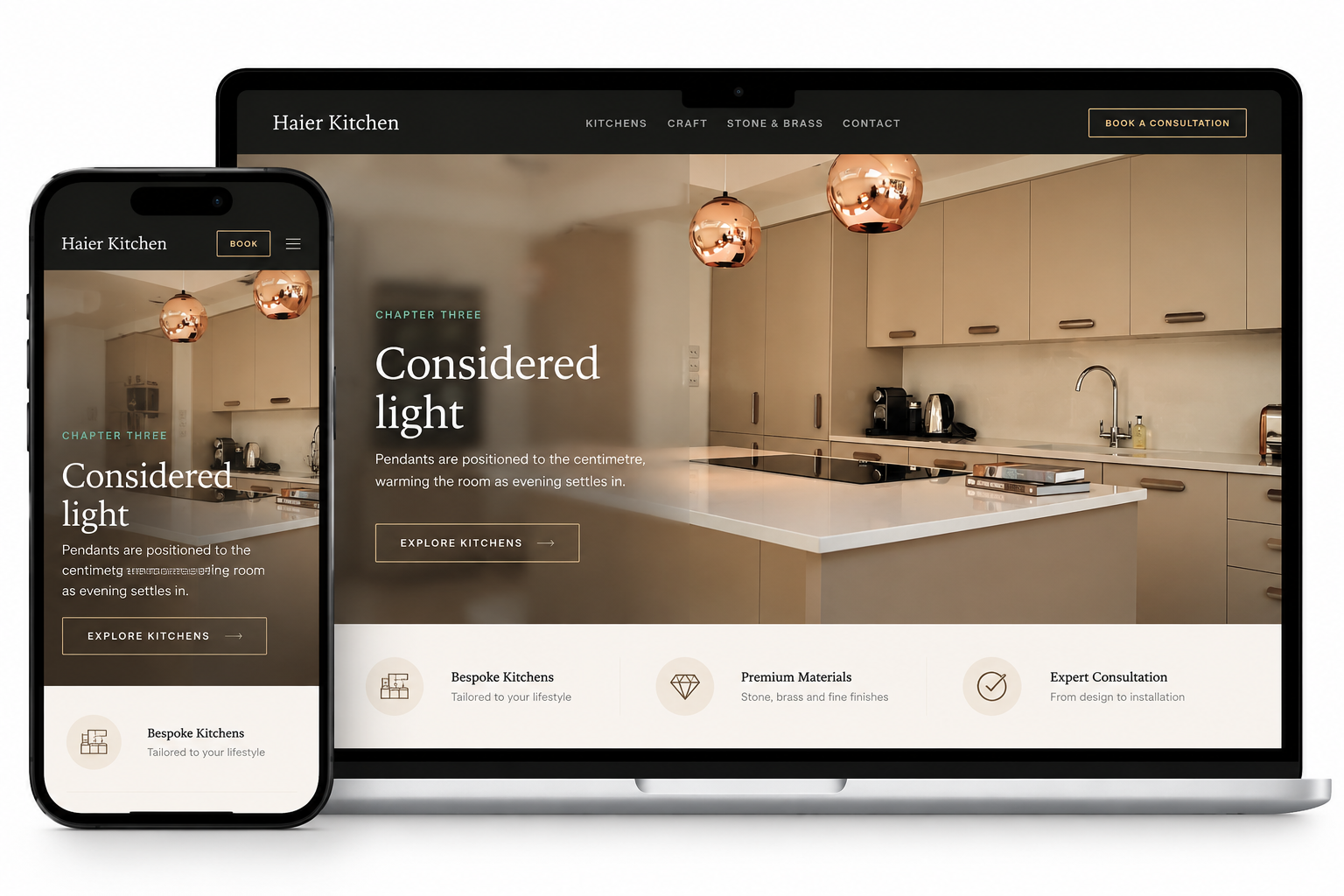Kitchen & Interior Website Template - Tech Traffic Solutions project