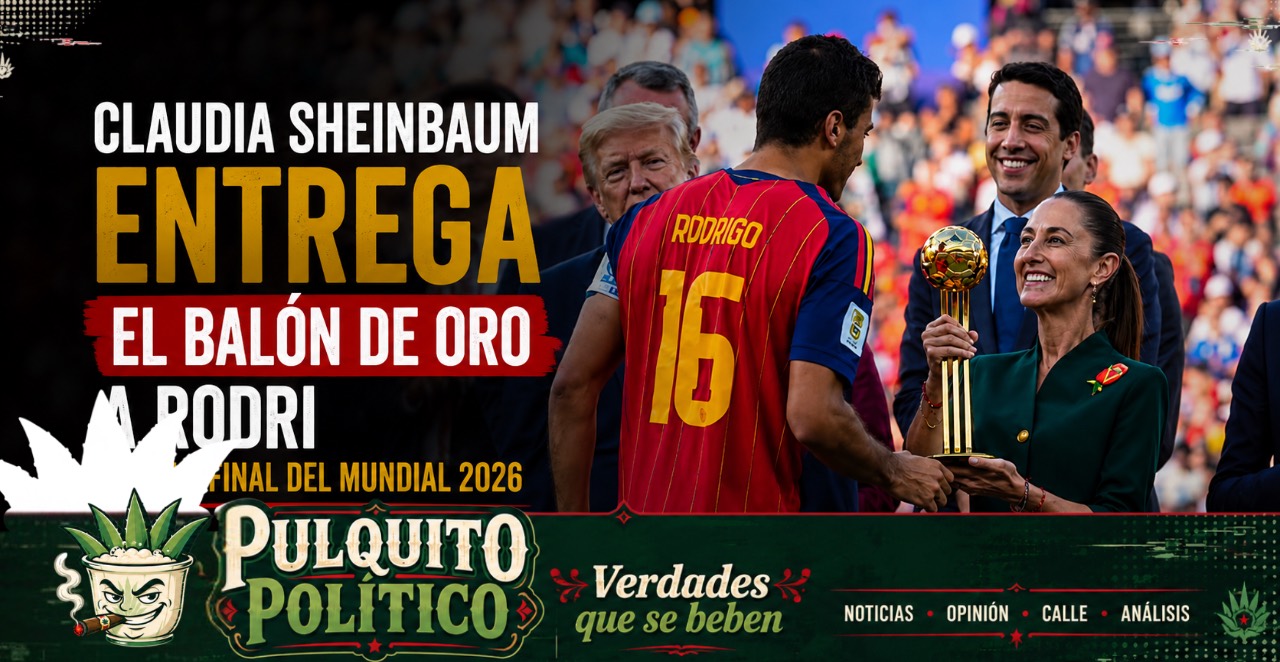 Claudia Sheinbaum entrega el Balón de Oro a Rodri tras la final del Mundial 2026