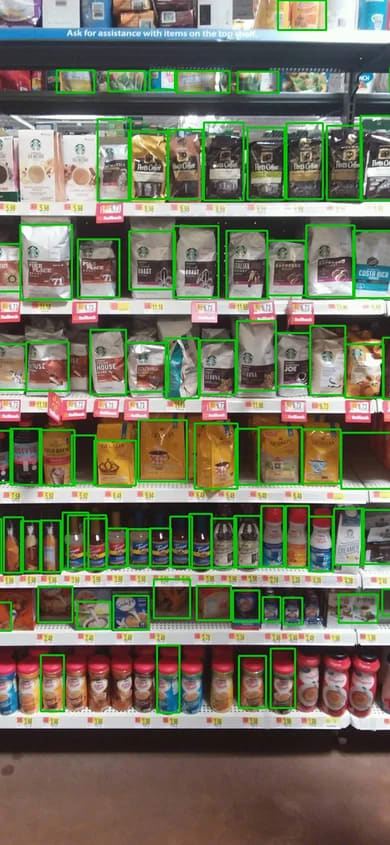 A shelf photo checked on a phone