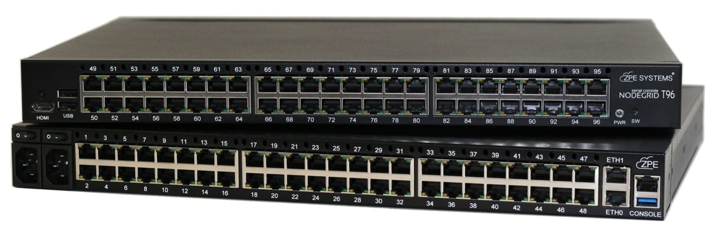 A 96 port serial console server produced by ZPE Systems, Inc.