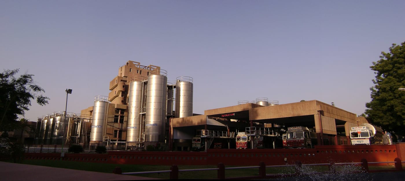 Amul Plant at Anand featuring the High capacity Milk Silos
