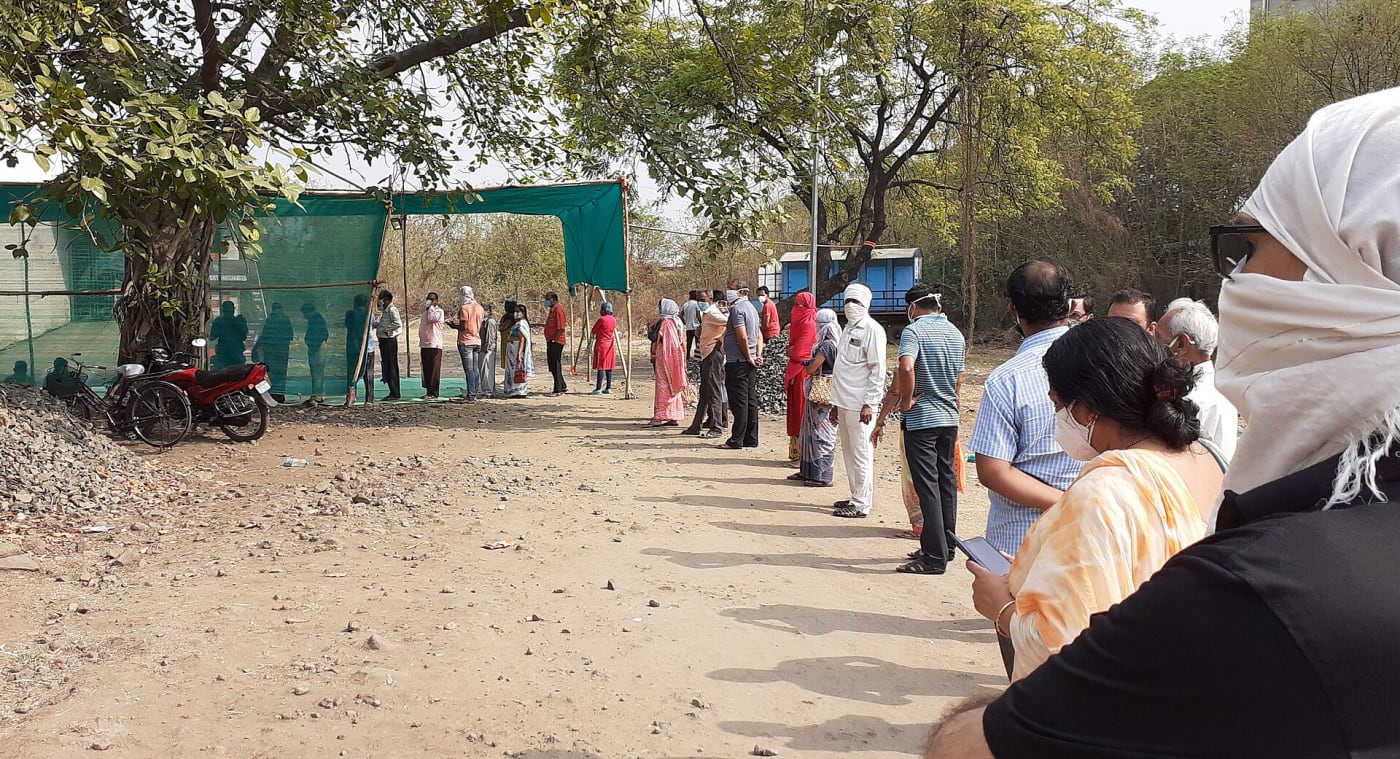 Covid-19 vaccination queue on 1st May 2021, the day when vaccination rolled out for age 18-45.