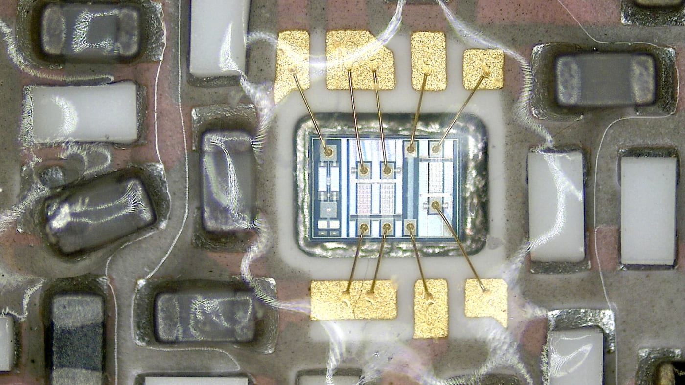 microphoto of some electronics circuit board (I think it is from some smartphone) photo taken with a digital microscope author: Jan Helebran