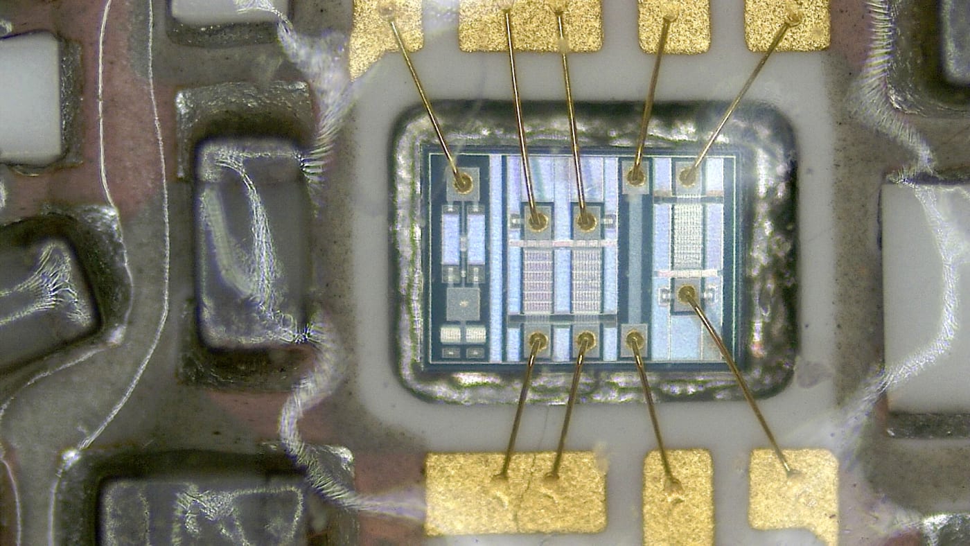 microphoto of some electronics circuit board (I think it is from some smartphone) photo taken with a digital microscope author: Jan Helebran