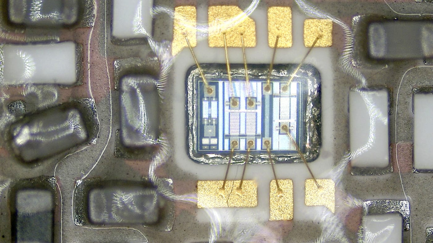 microphoto of some electronics circuit board (I think it is from some smartphone) photo taken with a digital microscope author: Jan Helebran