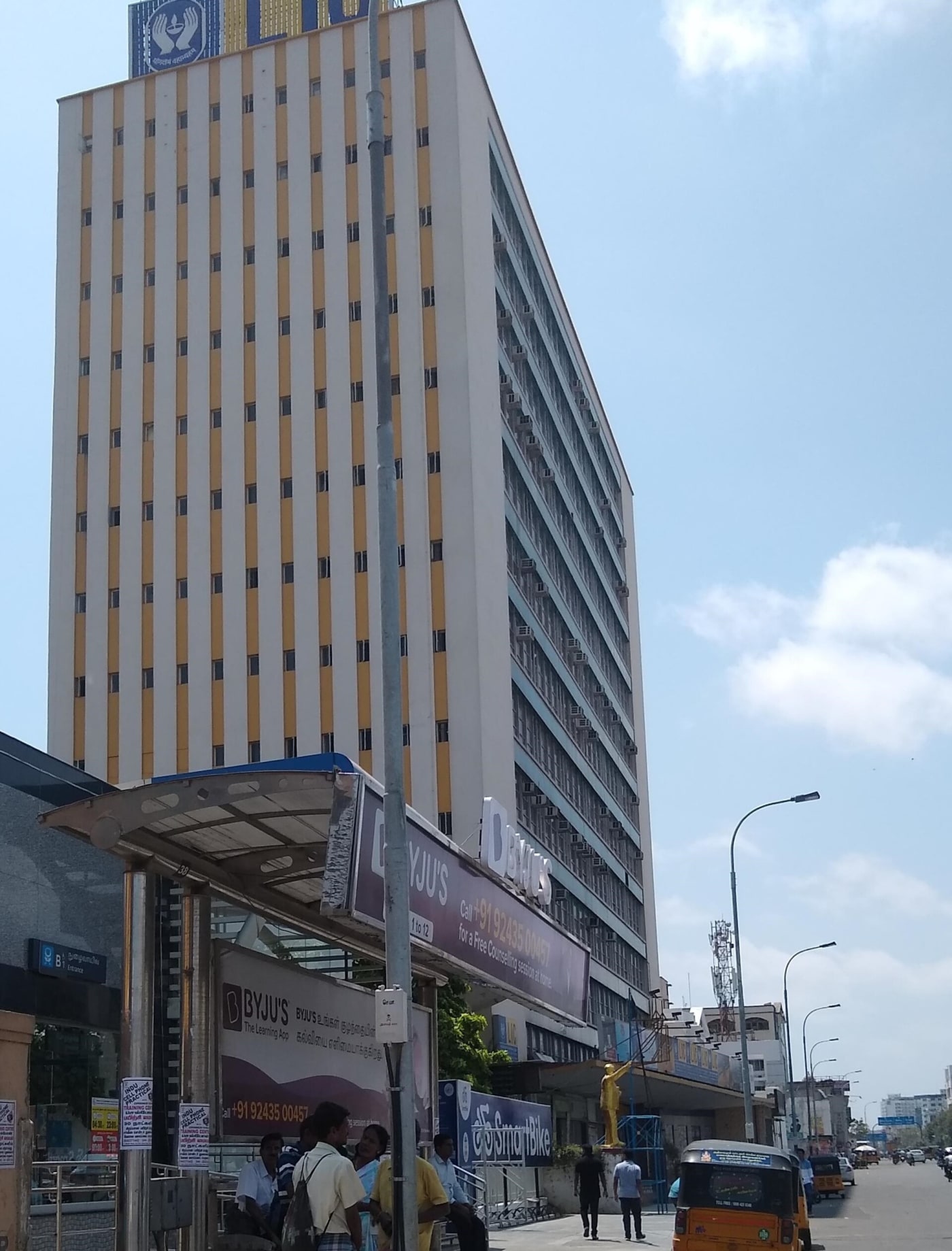 LIC building is a 15-storied building in Chennai, India and it is located in the arterial road Anna Salai (Also called Mount Road). It is 54