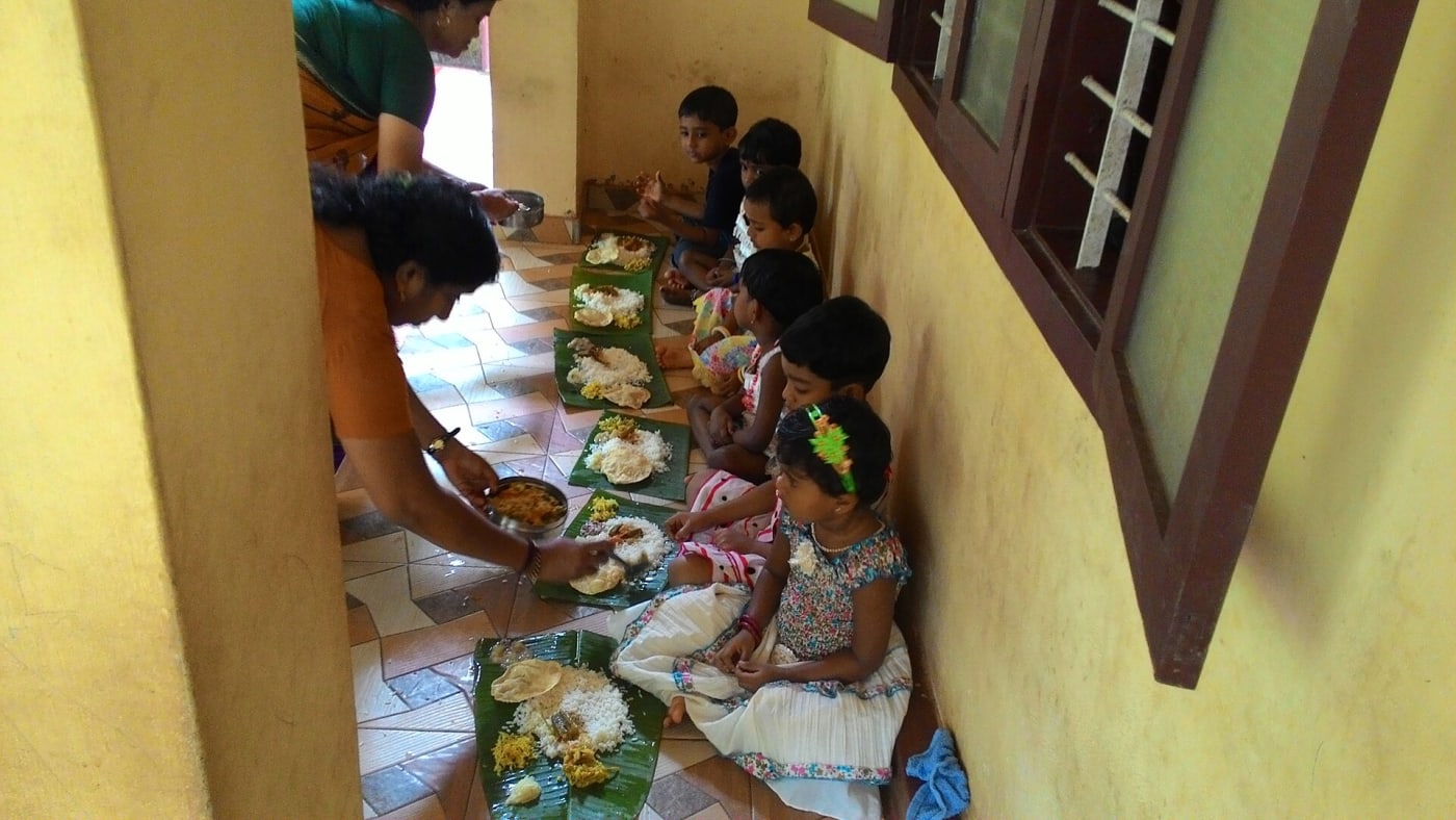 Mid day meals at Karunaram Anganwadi, Nanminda Grama Panchayat, Kozhikode, Kerala.