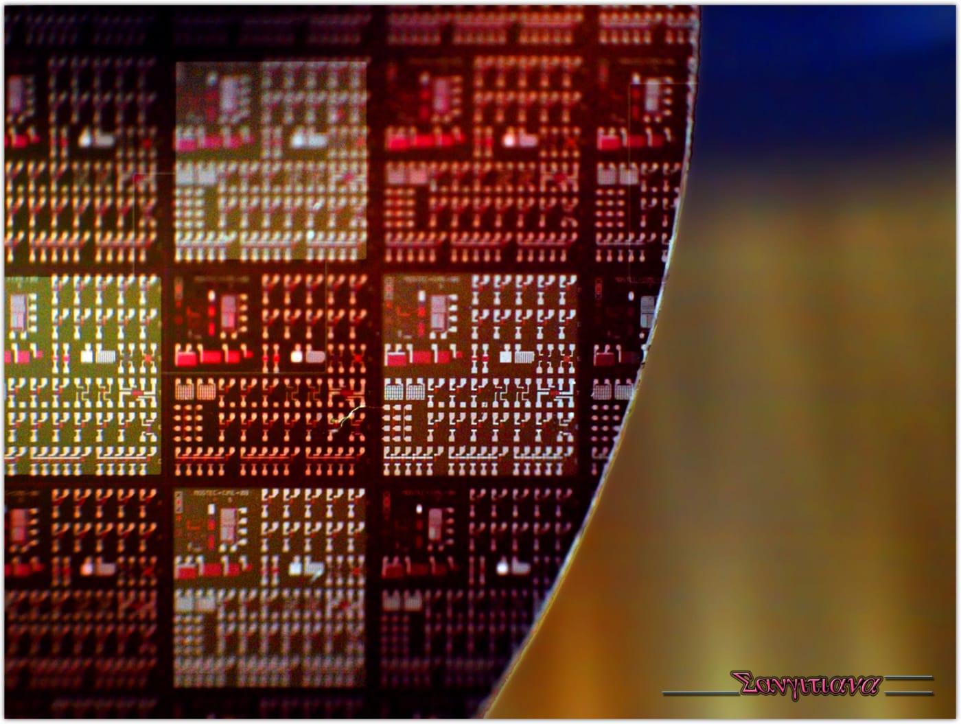 A wafer is a thin slice of semiconductor material , such as a silicon crystal , used in the fabrication of integrated circuits and other mic