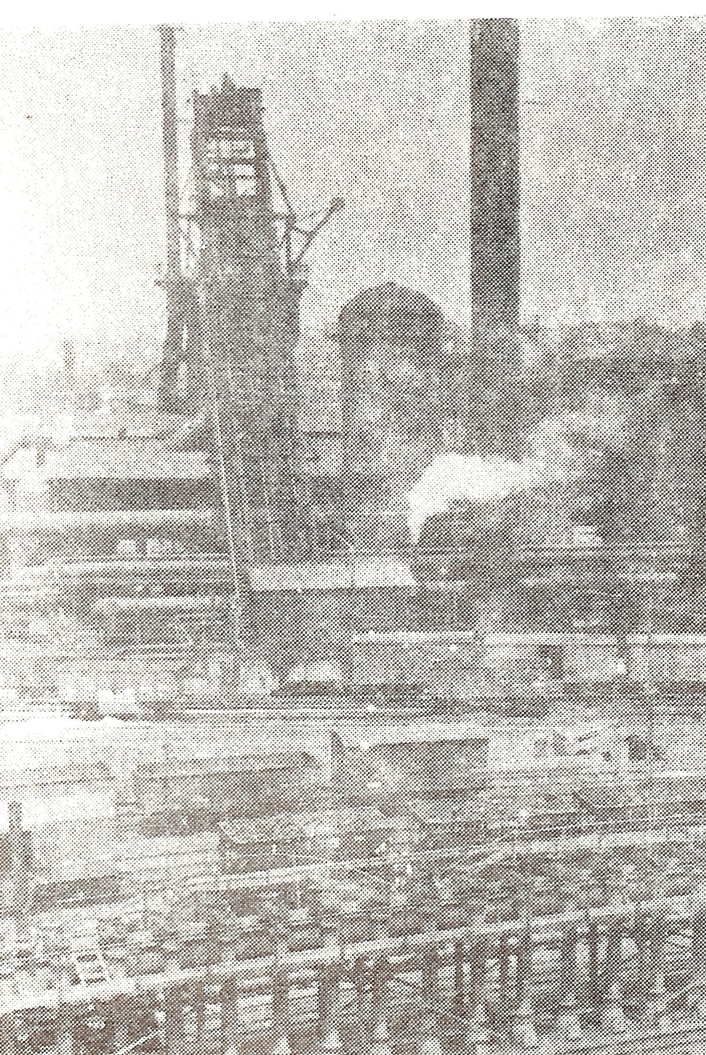 India's first blast furnace (open top)with coke oven battery in the foreground at Kulti