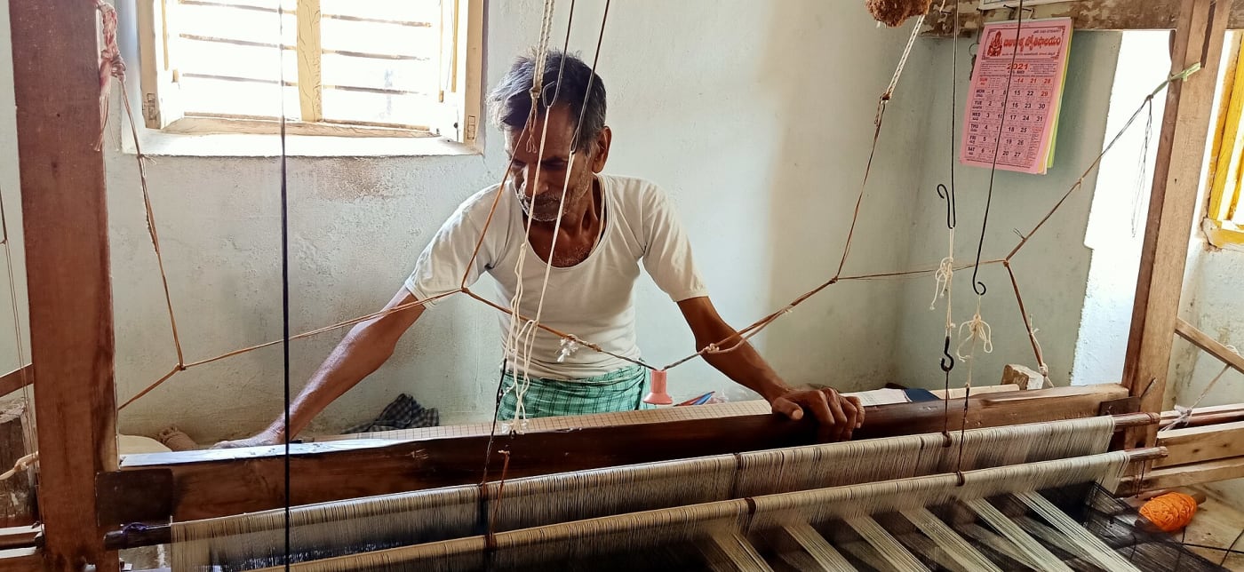 Pochampally Ikkat Handloom Woven Saree Weaving in Mothkur, Yadadri Bhuvanagiri district, Telangana State