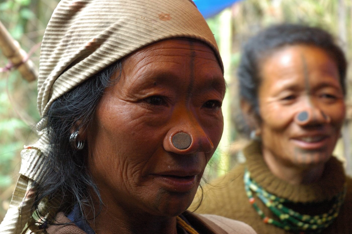 Apatani tribal women, Ziro, Arunachal Pradesh, India. This is a photograph taken during a wedding celebration in the Hija village at Ziro.