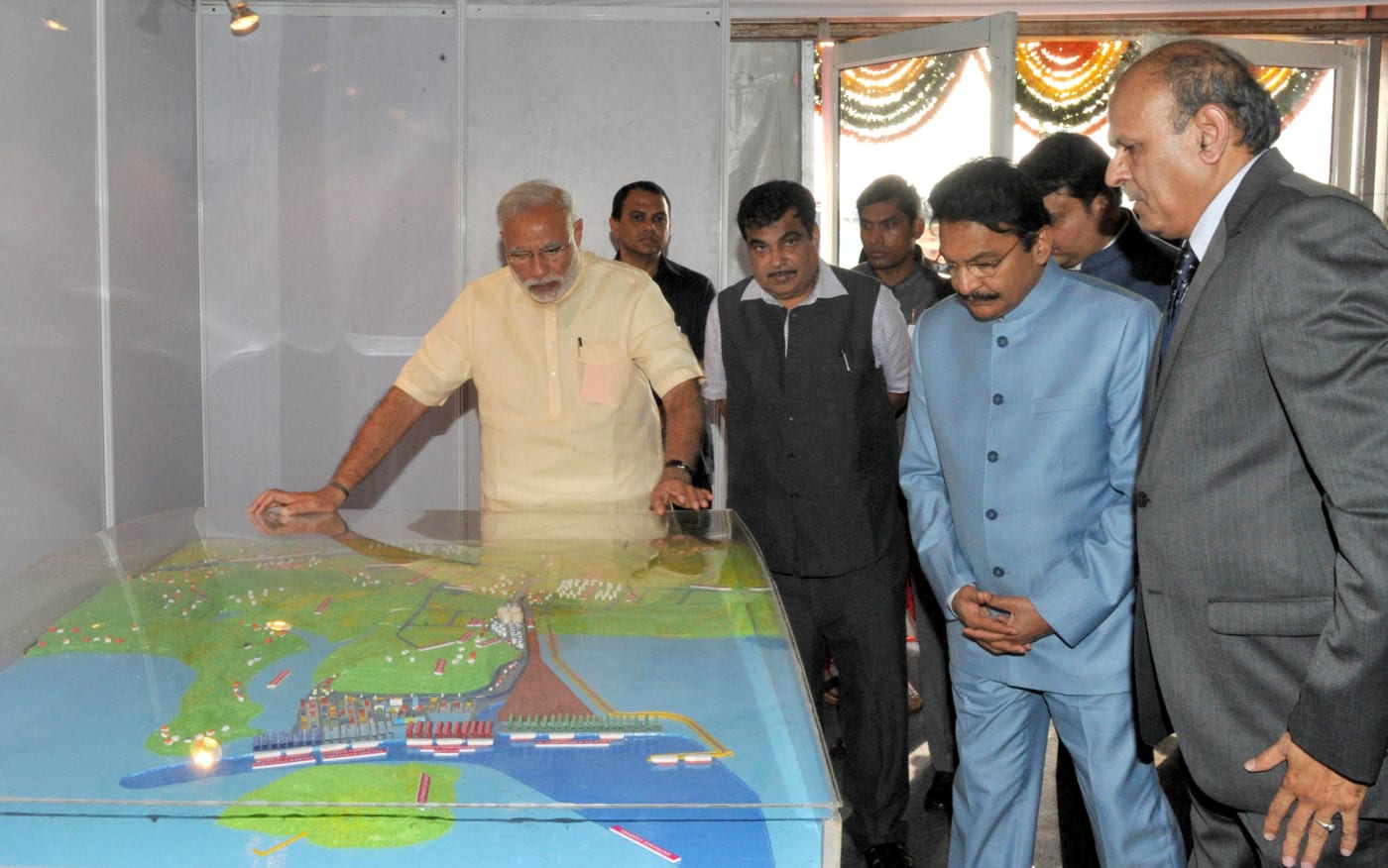 The foundation stone ceremony for the fourth container terminal at Jawaharlal Nehru Port, Mumbai.
