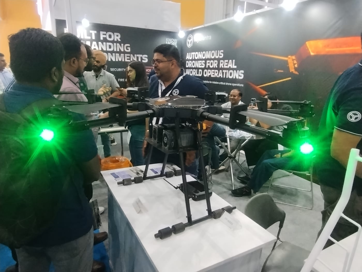 Indian-built drones on show at the Bengaluru Drone Expo.