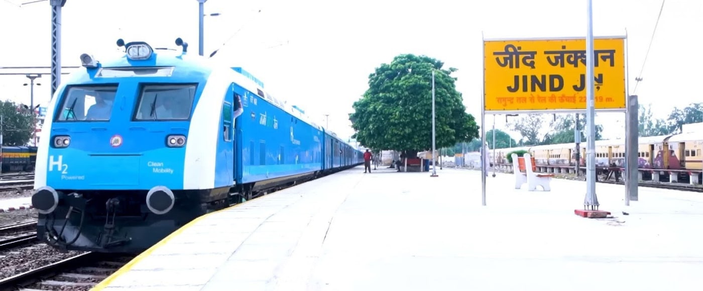 India's first hydrogen train at Jind Junction, Haryana.