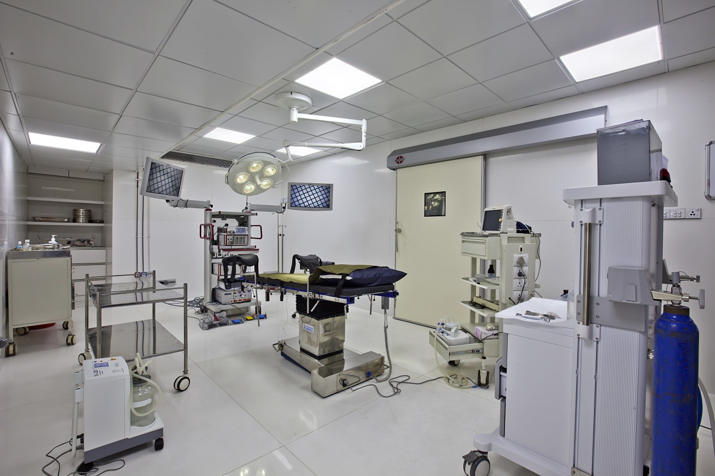 A modern laparoscopic operating theatre at a hospital in Ahmedabad.