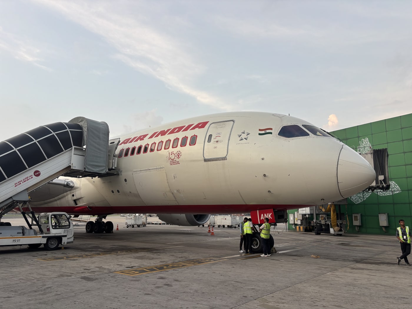 An Air India Boeing 787 at Indira Gandhi International Airport, Delhi.