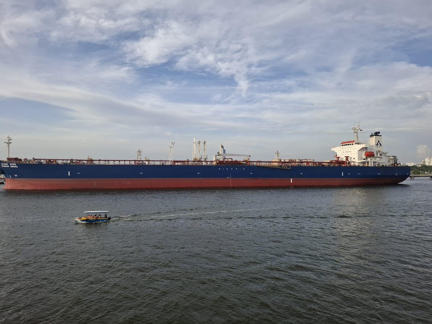 A large ship near Cochin Port, Kerala.