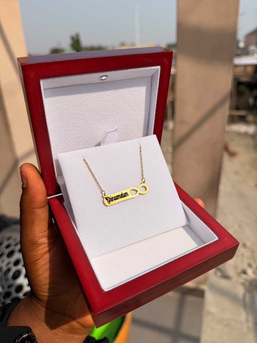 Engraved infinity necklace