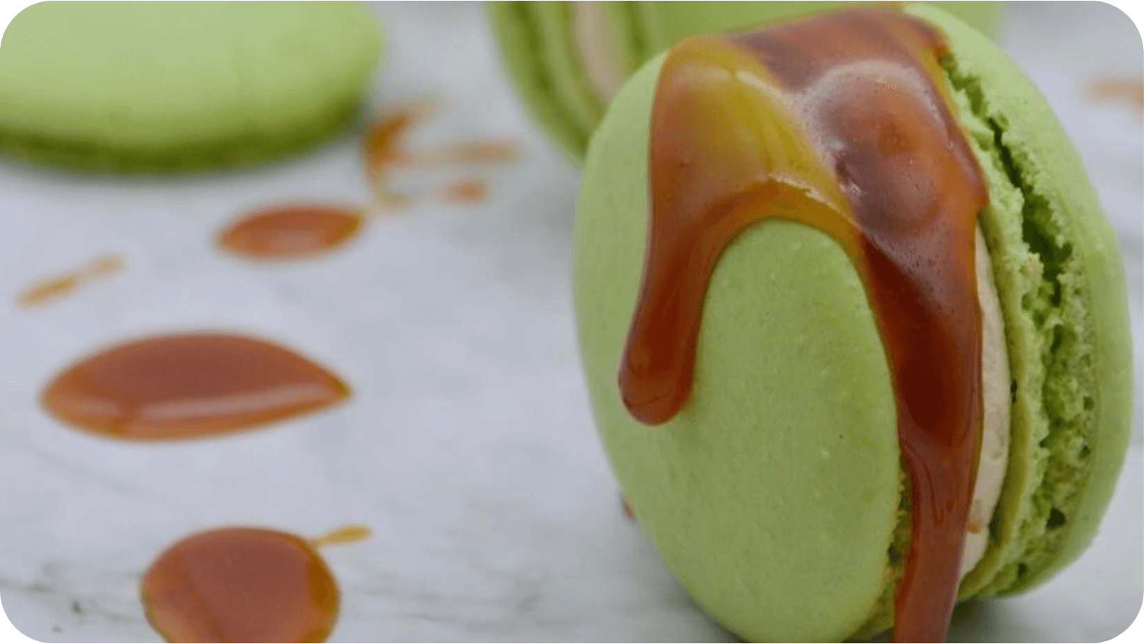 Vivid green vegan macarons