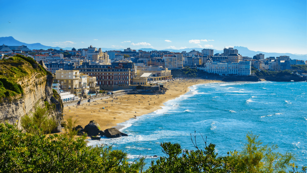 Biarritz Grande Plage (beach) in summer, France 