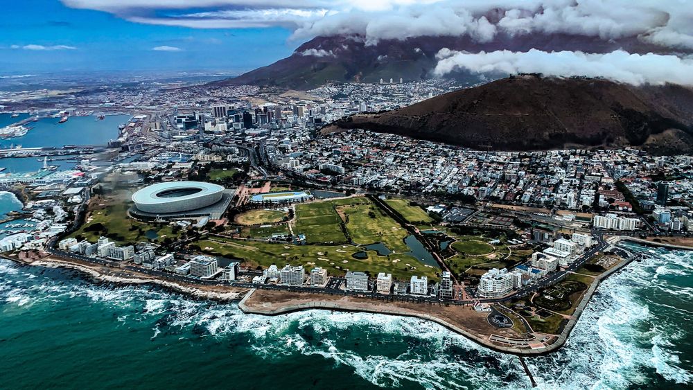 Bird’s eye view of Cape Town, South Africa