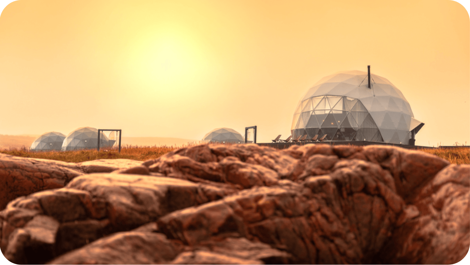  Martian-esque landscape with glass dome