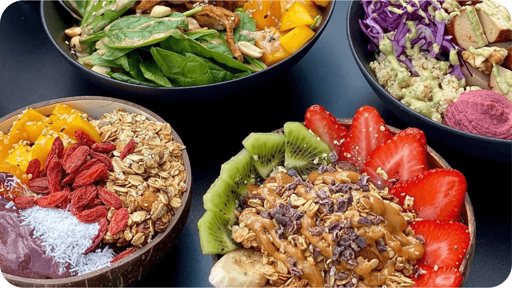 A variety of vegan food bowls from Wild Bowls, Zurich, Switzerland (275 more words)