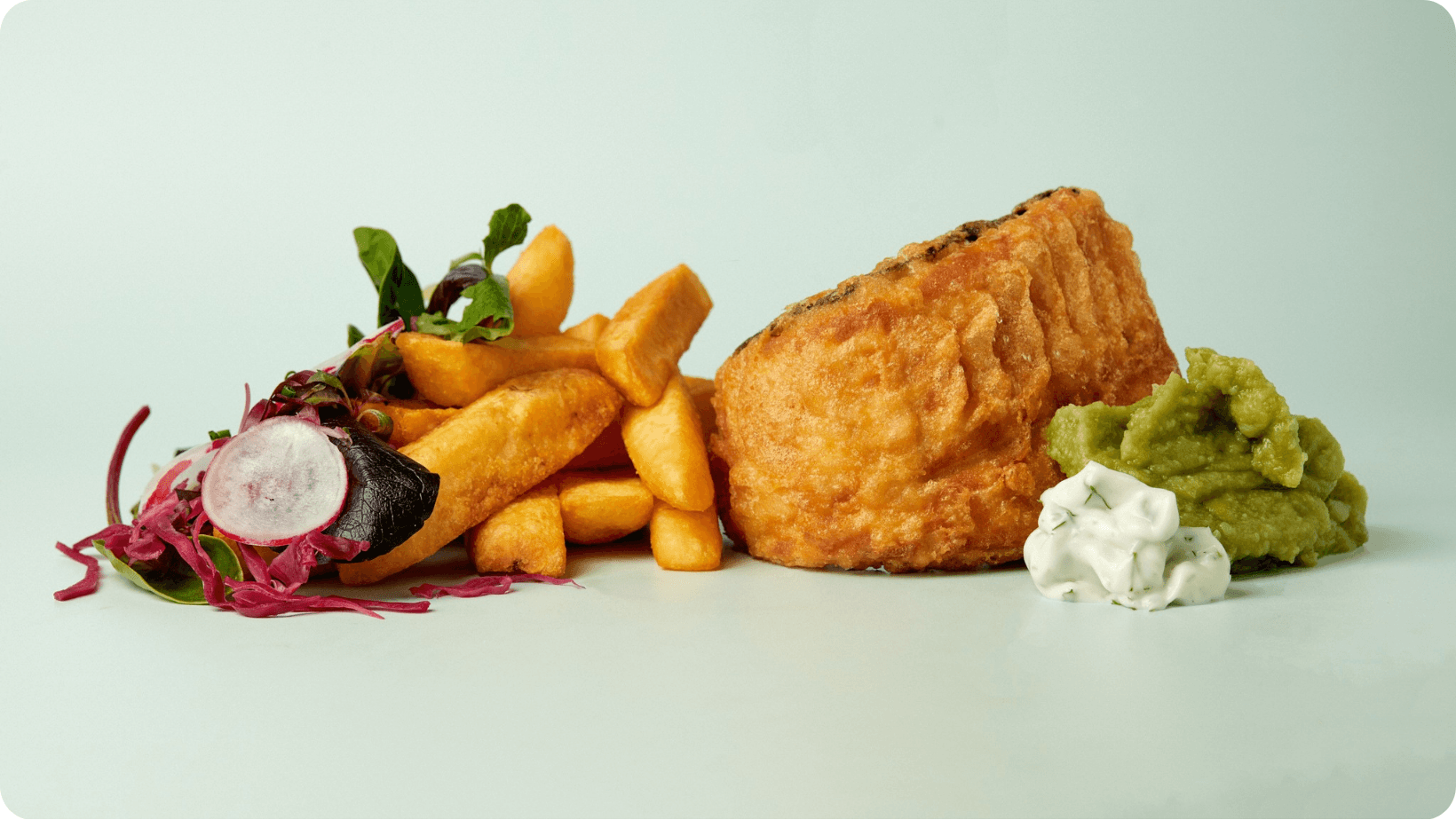 Vegan fish and chips from No Catch Co. in Brighton, England.