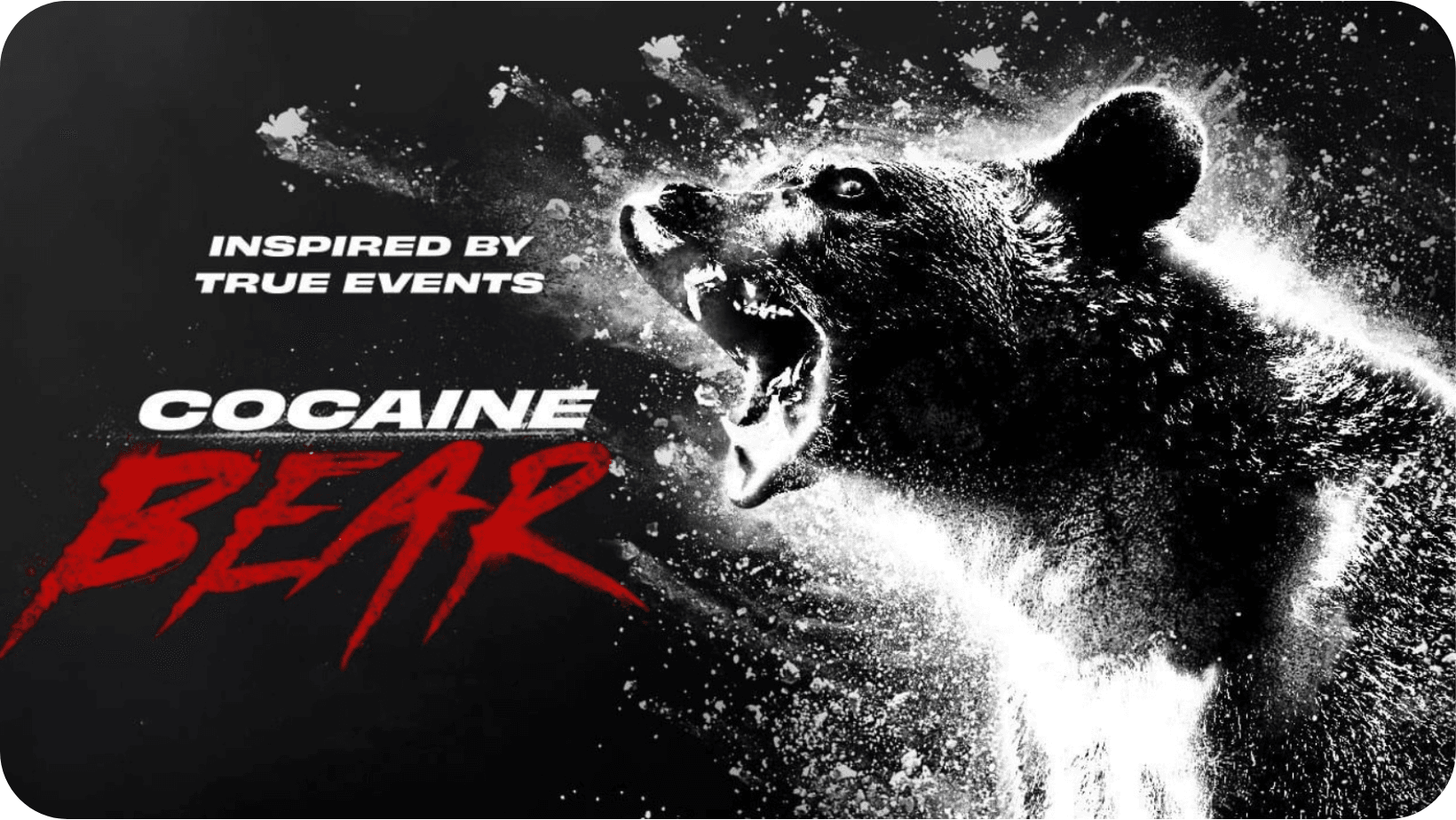Cocaine Bear promotional film poster graphic