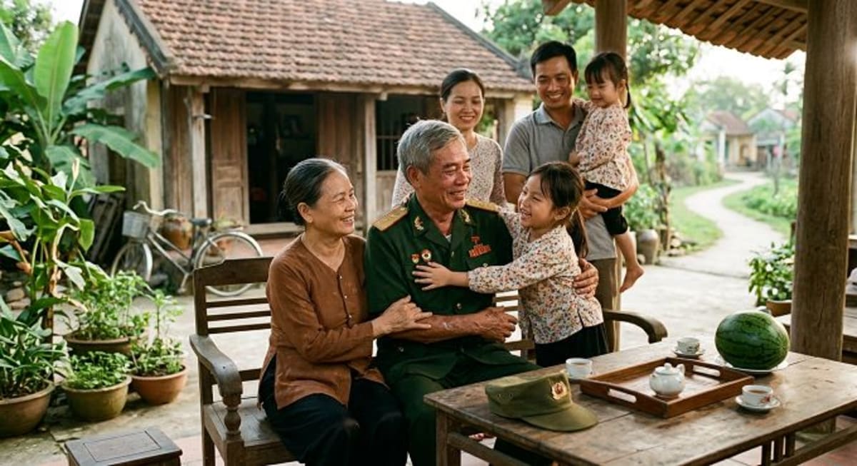 Cánh tay buông thõng của Ba