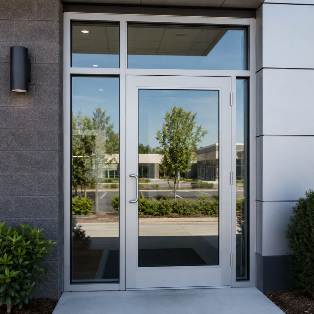 Storefront glass office entry glass and interior commercial glass representing commercial glass services in Orlando and Central Florida
