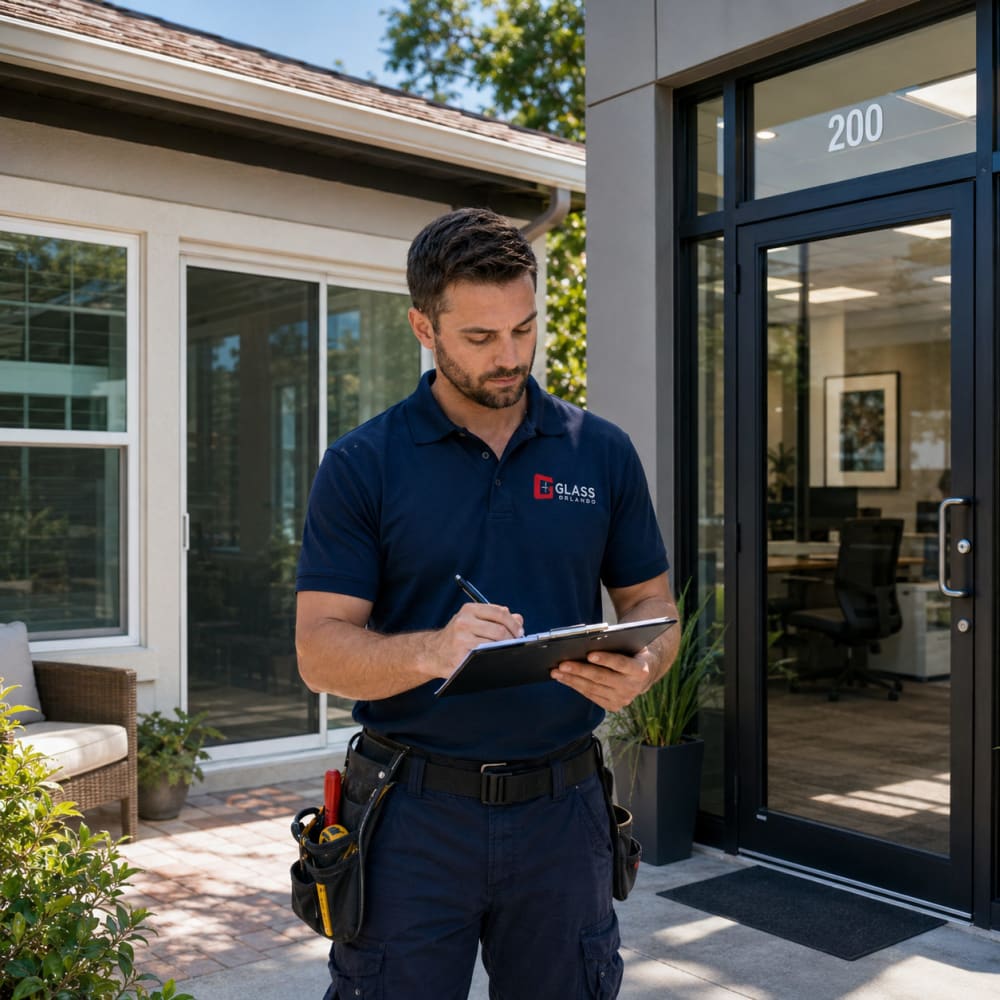 Common residential and commercial glass problems handled in Maitland Florida including broken windows fogged glass and storefront damage